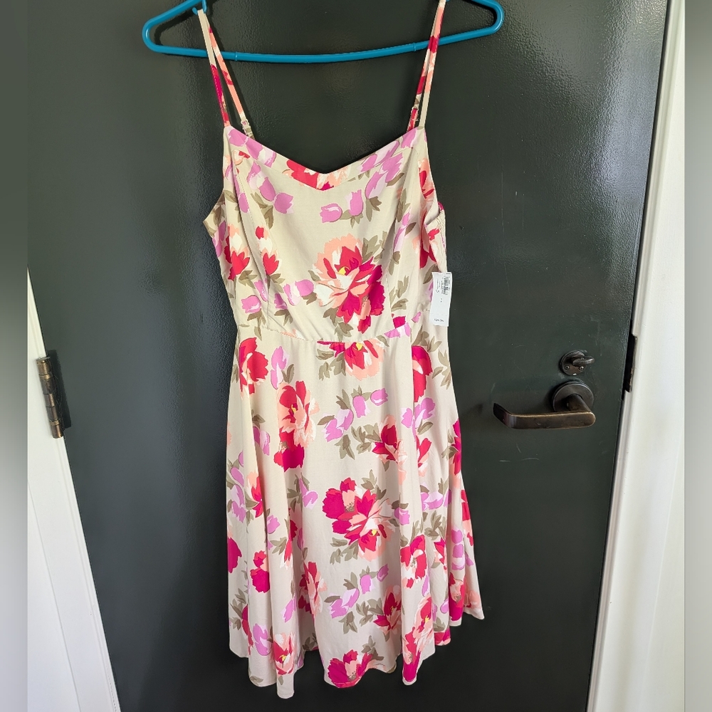 Old Navy Women's Floral Print Beige Dress